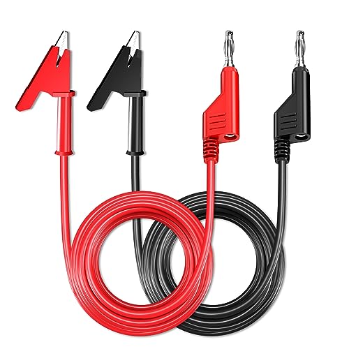 Cleqee 2 STÜCKE Multimeter Bananenstecker an Krokodilkrokodilklemmen Messleitungen, Stapelbare 4mm Bananenstecker Flexibler Kabel, weiches elektrisches Prüfkabel 1m/3,3ft-Draht, 1000V 15A rot schwarz von Cleqee