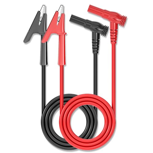 Cleqee 2 Stück Multimeter Messleitungen Bananenstecker Winkel zu Alligator Krokodilklemmen weiche flexible Testkabel Drähte für elektrische Prüfung 3.3ft/1m von Cleqee