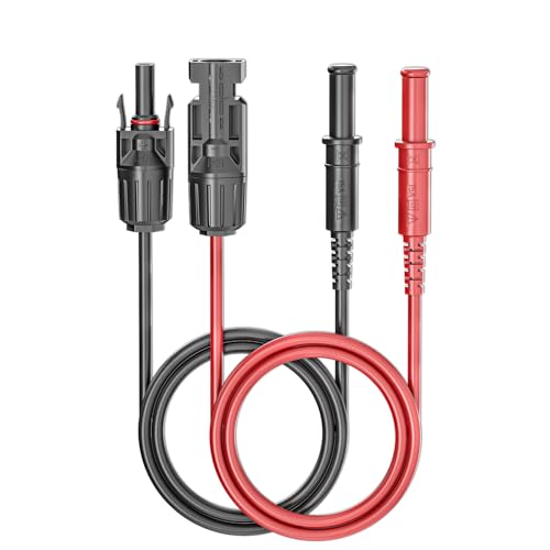 Cleqee Sicherheit Bananenstecker zu Solar-Steckern Silikon-Test-Leitungen 2 Stück rot schwarz 1m Solar-Test-Kabel Drähte 1000V/15A für Photovoltaik-Solarzellen-System von Cleqee