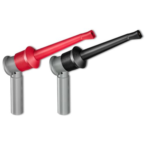 Cleqee 2 Stück Isolierte Test Haken Clip mit 2mm Buchse, Testhaken Clip Sonden IC Messspitze Innenfeder Abgreifklemme für 2mm Testsonden Multimeter Elektrische Prüfungen von Cleqee