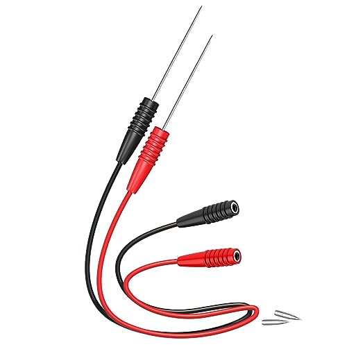 Cleqee 2 Stück Testsonden Messleitungen, 2mm Buchse zu Edelstahl Prüfsonde Kabel 20cm für Multimeter Elektrische Prüfung (Rot und Schwarz) von Cleqee