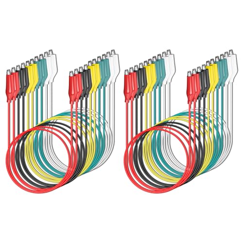 Cleqee 20 Stück Krokodilklemmen Elektrische Messleitungen Doppelendige Krokodilklemmen Überbrückungsdrähte für Stromkreisanschluss Elektrische Prüfung 5 Farben von Cleqee
