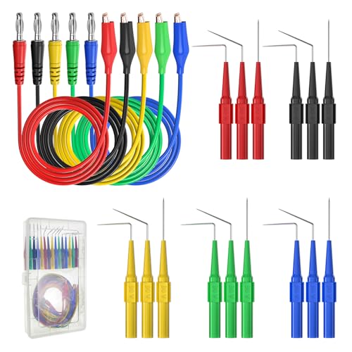 Cleqee 20 Stück zurück Probe Kit 4mm Bananenstecker zu Kupfer Krokodilklemme Testleitungen Kit mit 3 Konfigurationen zurück Probe Pins für Autoreparaturen Diagnostik von Cleqee