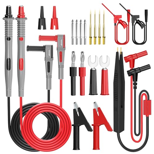 Cleqee 21 IN 1 Messleitungen für Multimeter Kit, Bananenstecker Prüfkabel mit Krokodilklemmen, Messspitzen, SMD Messleitung Multi Kabel, Elektrische Testhaken Multimeterkabel für Spannungsprüfer von Cleqee