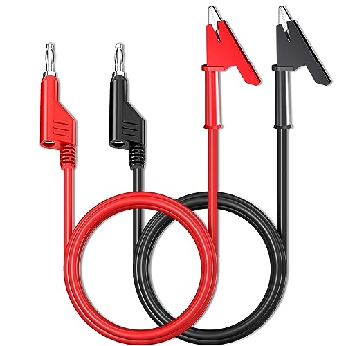 Cleqee 4mm stapelbare Bananenstecker zu Krokodilklemmen Messleitungen Flexibles Kabel Draht 2 Stück Rot Schwarz 6,56ft/2m für Multimeter Elektrische Prüfung von Cleqee