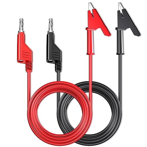 Cleqee 4mm stapelbare Bananenstecker zu Krokodilklemmen Messleitungen Flexibles Kabel Draht 2 Stück Rot Schwarz 10ft/3m für Multimeter Elektrische Prüfung von Cleqee
