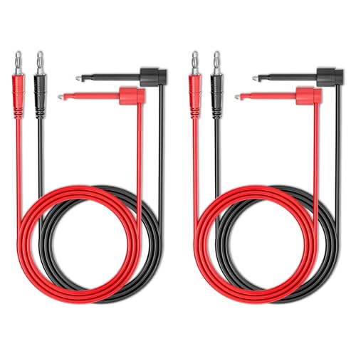 Cleqee 4 Stück 4mm Bananenstecker zu Testhaken Clips Messleitungen Kupfer weiches Kabel Drähte für Multimeter elektrische Prüfung 500V 5A von Cleqee