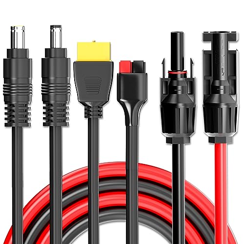 Cleqee 4-in-1 Solarstecker Verlängerungskabel Splitter Solaradapter auf 45A Stecker XT60 DC 8mm DC 5.5mm Adapter Solarladegerät Parallelkabel für tragbare Power Station von Cleqee