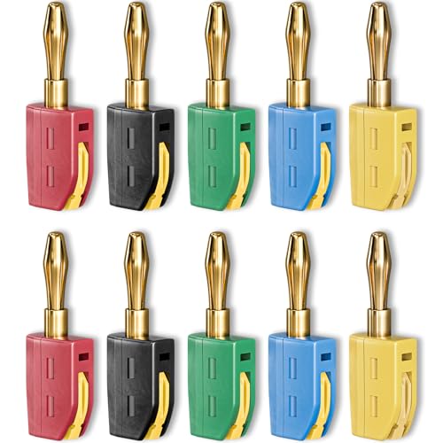 Cleqee 4mm Bananenstecker Hochstrom-Schnellanschluss vergoldet 10 Stück Bananenstecker 32A Fünf Farben von Cleqee