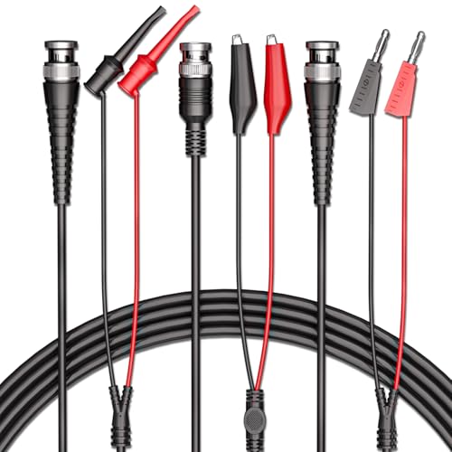 Cleqee BNC Messleitungen Set Oszilloskop Messleitungen Kit BNC zu Alligator Krokodilklemmen BNC zu Testhaken Klemmen BNC zu Dual Stackable Bananenstecker Kabel Drähte von Cleqee