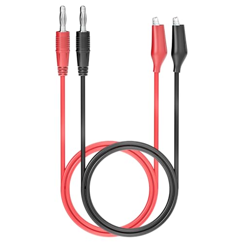 Cleqee 4mm Bananenstecker auf Krokodilklemme Messleitungen Krokodilklemmen Kupfer Weiches Flexibles Kabel Draht Set 2 Stück Rot Schwarz von Cleqee