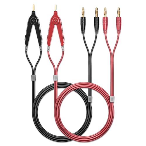 Cleqee LCR Meter Messleitungen Terminal Kelvin Clips Kabel Drähte zu 4mm Bananenstecker vergoldet 1,2m/3,94ft für DMM von Cleqee