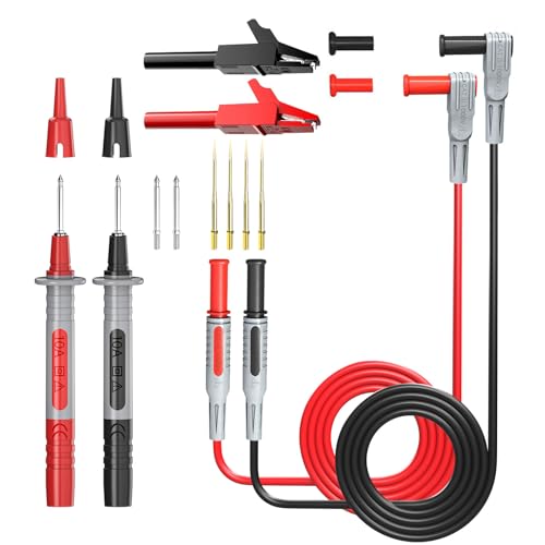 Cleqee Multimeter Messleitungen Kit 4mm Bananenstecker Kabel Prüfspitze mit 8PCS austauschbare Präzision scharfe Prüfspitzen Krokodilklemmen für Multimeter elektrische Prüfung von Cleqee