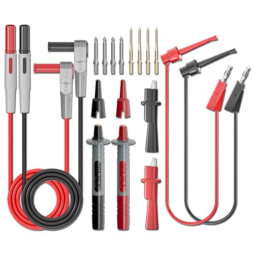 Cleqee Multimeter Messleitungen Kit 18 Stück Elektronische Prüfspitze Zubehör mit Krokodilklemmen Bananenstecker zu Testhaken Clips Draht austauschbar Präzision scharfe Sonden Set von Cleqee