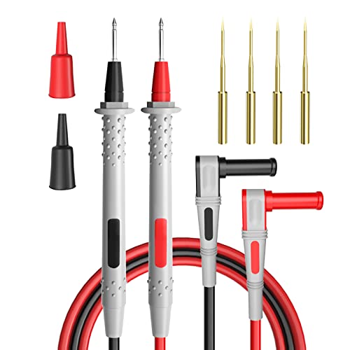 Cleqee Silikon-Multimeter-Messleitungen Kit 4mm Bananenstecker Multimeter-Prüfspitzen mit vergoldeten scharfen Nadeln Doppelschicht-Silikonkabel 4,9ft/1,5m von Cleqee