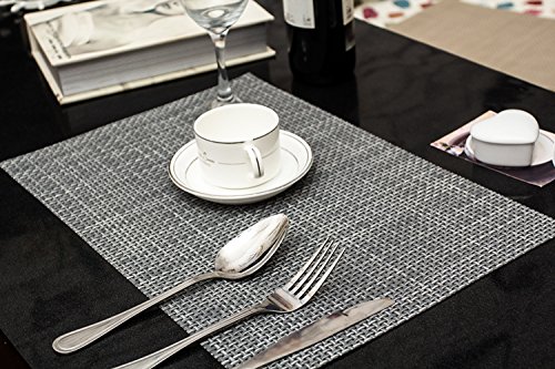 Clest F&H Tischset Platzset 5-5 grau Platzmatte gewebt aus Kunststoff 45x30 cm(2er Set) von Clest F&H