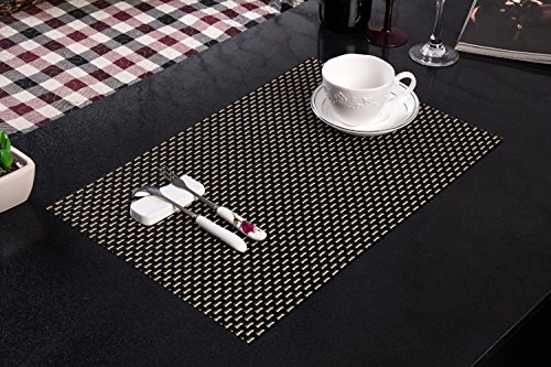 Clest F&H Tischset Platzset 8-8 schwarz und weiß verdicken Platzmatte gewebt aus Kunststoff 45x30 cm(2er Set) von Clest F&H