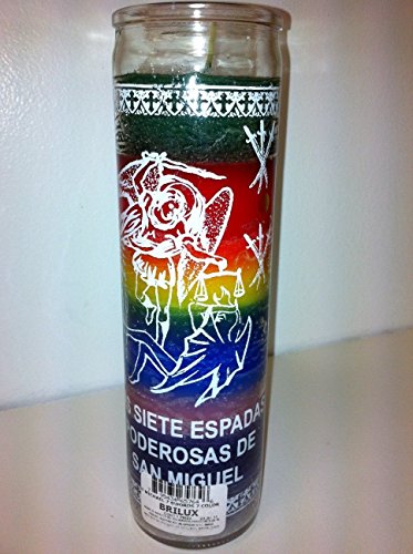 Saint Michael der Erzengel (Las Siete Espadas Poderosas De San Miguel) 7 Tage geruchlose Kerze im Glas. von Brilux