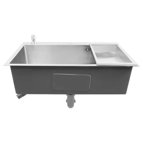 Einschalen Spülbecken Edelstahl +Seifenspender Abtropfkorb Küchenspüle 68 * 45CM mit Abtropffläche, Seifenspender, Unterbau - Silber von Clevenger
