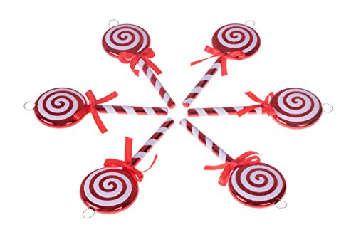 Clever Creations - Christbaumanhänger in Lolli-Optik - Festliche Weihnachtsdeko - zeitlos klassisches Design - bruchsicher - mit Bändern zum Aufhängen - Rot und Weiß - 12,7 cm - 6 Stück von Clever Creations