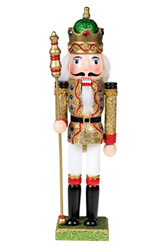Clever Creations - Traditioneller Nussknacker-König - Festliche Weihnachtsdeko - perfekt für Regale & Tische - 100 % Holz - goldfarbener und grüner Glitzer - 30,5 cm Clever Creations - Traditioneller Nussknacker-König - Festliche Weihnachtsdeko - perfekt für Regale & Tische - 100 % Holz - goldfarbener und grüner Glitzer - 30,5 cm von Clever Creations