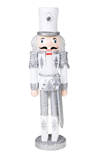 Clever Creations - Traditioneller Nussknacker-Soldat aus Holz mit Glitzer und Schwert - Festliche Weihnachtsdeko - perfekt für Regale & Tische - Weiß und silberfarben - 30,5 cm Clever Creations - Traditioneller Nussknacker-Soldat aus Holz mit Glitzer und Schwert - Festliche Weihnachtsdeko - perfekt für Regale & Tische - Weiß und silberfarben - 30,5 cm von Clever Creations