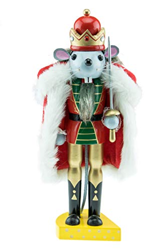 Clever Creations - Traditioneller Nussknacker aus Holz - Mäusekönig mit Käsesockel - Festliche Weihnachtsdeko - perfekt für Regale & Tische - 25,4 cm von Clever Creations