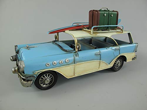 Blechauto Oldtimer Kombi Stationcar mit Surfbrett Nostalgie DEKO Retro Blechmodell Modellauto Automodell Shabby Vintage Kalifornien von Clever-deko