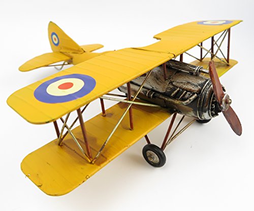 Blechflugzeug Oldtimer Propellermaschine Doppeldecker gelb Nostalgie DEKO Retro Blechmodell Modellflugzeug Flugzeugmodell Shabby Vintage von Clever-Deko