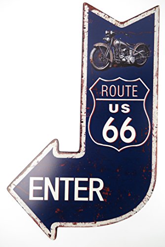 Clever-Deko Blechschild Route 66 Schild Garage Hobbyraum Retro Geburtstag Biker Harley von Clever-Deko