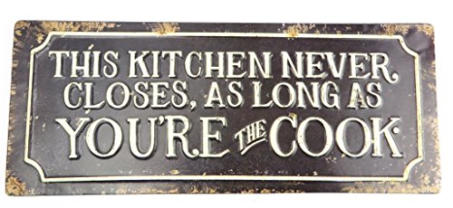 Clever-Deko Blechschild This Kitchen Never Closes, AS Long AS You´RE The Cook geprägtes Blech 3D Schild Küche Koch Kochen Küchenschild Clever-Deko Blechschild This Kitchen Never Closes, AS Long AS You´RE The Cook geprägtes Blech 3D Schild Küche Koch Kochen Küchenschild von Clever-Deko