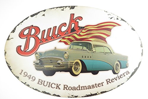 Clever-Deko Blechschild oval 50cm Garage Partykeller Buick Roadmaster Reviera 1949 von Clever-Deko