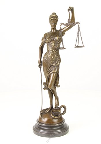 Clever-Deko Bronzefigur Bronzeskulptur Justitia Figur echte, hochwertige Bronze auf Granitsockel im Jugendstil römische Göttin der Gerechtigkeit von Clever-Deko