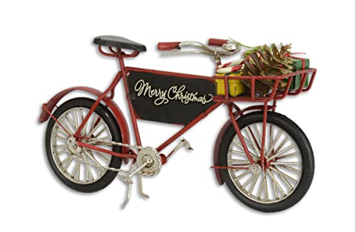 Clever-Deko Nostalgie Blech Fahrrad Modell mit Geschenken Retro rot Weihnachtsdeko Weihnachten groß Merry Christmas WEIHNACHTSMANNMOBIL von Clever-Deko