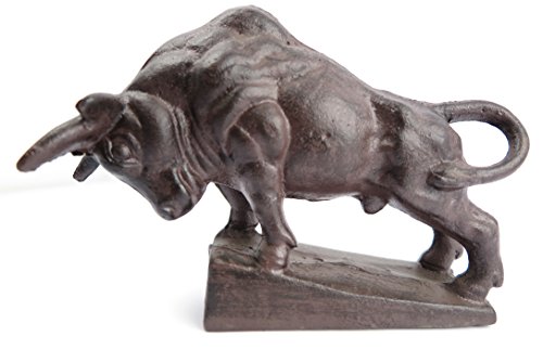 Skulptur Figur Stier großer Bulle Eisenfigur Bronze - Optik Börse Deko Schreibtischdeko Banker von Clever-Deko