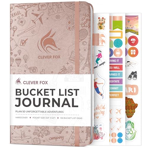 Clever Fox Bucket List Journal Pocket – Inspiring Bucket List & Travel Book for Adventures – Motivational Bucket List Notebook for Personal Use & Couples – 3.8”x6.5”, Pocket Size (Rose Gold) von Clever Fox