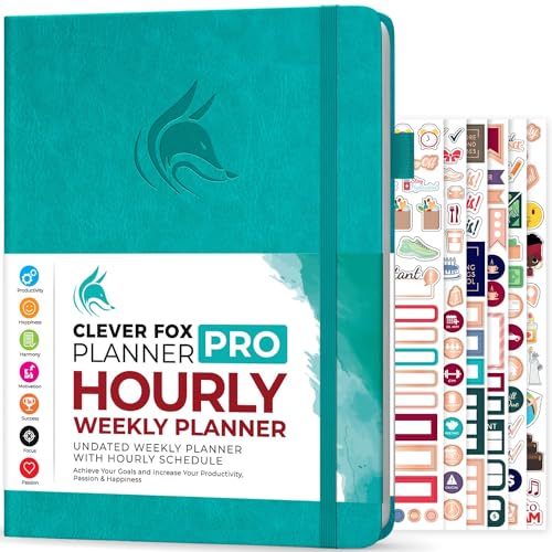 Clever Fox PRO Schedule - Undatierter Wöchentlicher und Monatlicher Lebensplaner mit Zeitfenstern, Terminkalender, Täglichem Organizer zur Steigerung der Produktivität, A4, 1 Jahr, Türkis von Clever Fox