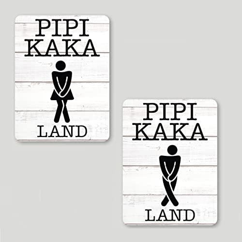 2er Set Alu Dibond Türschild | Pipi Kaka Land |12x16cm | Deko Spruch Wand | zum Aufhängen | von Clever-Kauf-24