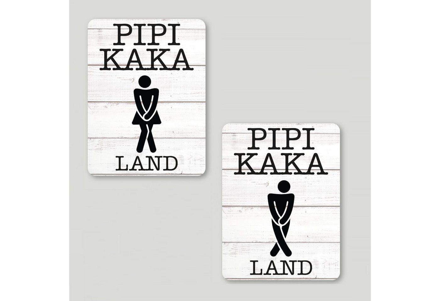 Clever-Kauf-24 Alu-Dibond-Druck Alu Dibond Türschild, Pipi Kaka Land, 12x16cm, Mann, Frau, WC Toilette, Frau (1 St) von Clever-Kauf-24