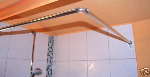 Clever-Kauf-24 Duschstange Duschvorhangstange Winkelstange in Silber für Wanne und Dusche von Clever-Kauf-24