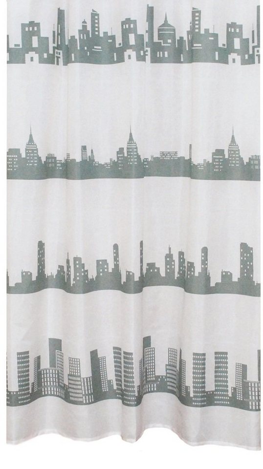 Clever-Kauf-24 Duschvorhang Textil-Duschvorhang Skyline, grau weiß, BxH 180x200cm, Breite 180 cm von Clever-Kauf-24