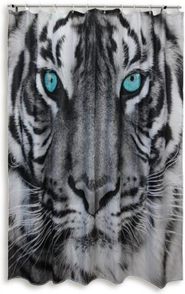 Clever-Kauf-24 Duschvorhang Textil-Duschvorhang Tiger schwarz-weiß BxH 180x200cm, Breite 180 cm von Clever-Kauf-24