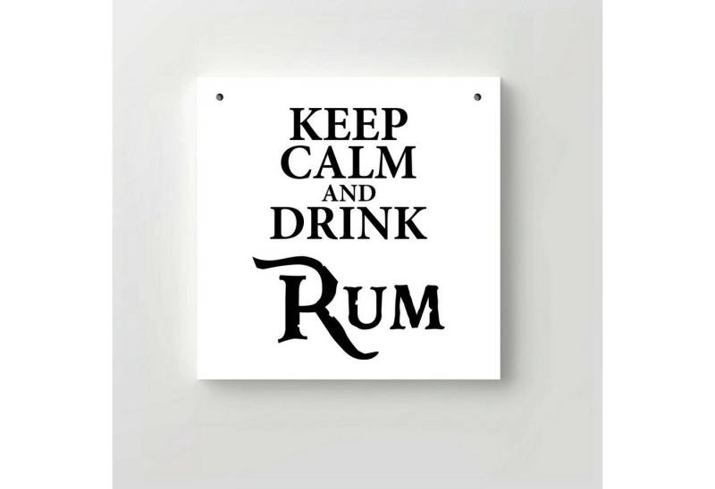 Clever-Kauf-24 Holzbild, Holz Schild bedruckt 20x20cm Deko Spruch Wand zum Aufhängen Keep calm drink Rum von Clever-Kauf-24