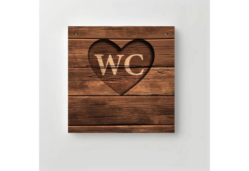 Clever-Kauf-24 Holzbild, Holz Schild bedruckt 20x20cm Deko Spruch Wand zum Aufhängen WC Bad Toilette Klo von Clever-Kauf-24