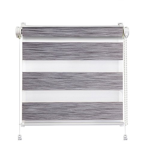 Clever-Kauf-24 Klemmfix Click 3 in 1 Doppelrollo Stone Kieselgrau | Duorollo auch für Wand- und Deckenmontage | fertig vormontiert für einfache Montage (60x150cm (Stoffbreite 56cm)) von Clever-Kauf-24