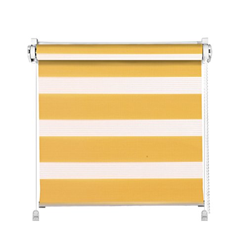 Clever-Kauf-24 Klemmfix Click 3 in 1 Doppelrollo orange | Duorollo auch für Wand- und Deckenmontage | fertig vormontiert für einfache Montage (65x150cm (Stoffbreite 61cm)) von Clever-Kauf-24