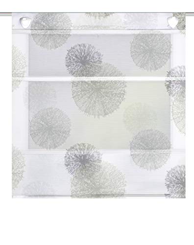 Magnetrollo Rawlins Stein inkl. Haken | Raffrollo mit Magnetraffung | Gardine ohne Bohren Montage direkt am Fenster (BxH 80x130cm) von Clever-Kauf-24