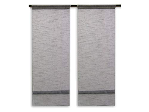 Clever-Kauf-24 Mini Flächenvorhang Set | zum selber kombinieren | Rose grau Petrol Beere | Bistrogardine | (Basis Set grau (2 Stück), BxH 30x80cm) von Clever-Kauf-24