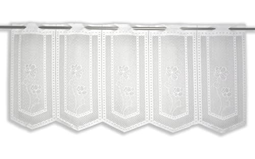 Clever-Kauf-24 Nach Maß Scheibengardine Jacquard weiß Bistrogardine Blume (Höhe 40cm) von Clever-Kauf-24