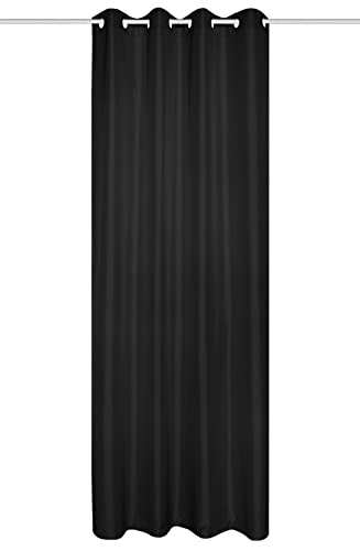 Clever-Kauf-24 Ösenschal Atlantik BxH 140x235cm Blickdicht Vorhang unifarben Schal Gardine (schwarz) von Clever-Kauf-24
